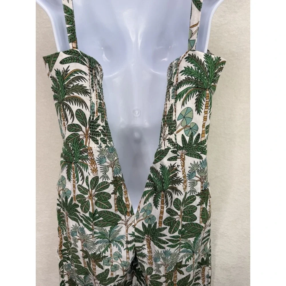Boden Women's Lola Strappy Linen Jumpsuit  Palm Tree Print Size 6R